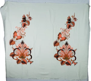 Vintage Mid Century Linen Handprinted Panels Butterfly by Alfred Sheehan Hawaii - Picture 1 of 5