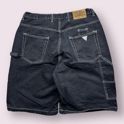 Vintage Men’s Guess Carpenter Jean Shorts 90s Grunge Hip Hop Sz 34 Black USA - Image 1 of 4