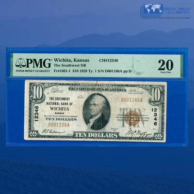 1929 $10 Southwest National Bank Of WICHITA, KS, Charter #12346, PMG 20 - Image 1 of 3