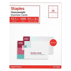 Staples Inkjet Business Cards 2" x 3 1/2" Matte White 1000/Cards 610387 - Picture 1 of 4