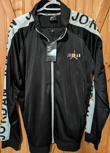 NWT Nike Air Jordan Track Suit Mens Large Jogger, Jacket + Pants Black & Gray - Bild 1 von 9