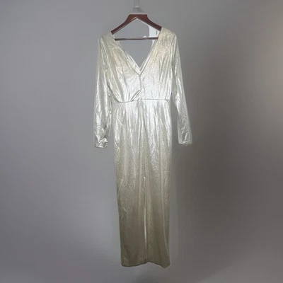 Nuevo con etiquetas Vestido Eliza J Metálico Plateado Imitación Envolvente Talla 14 Nuevo Estado Fiesta Foto 1 de 4