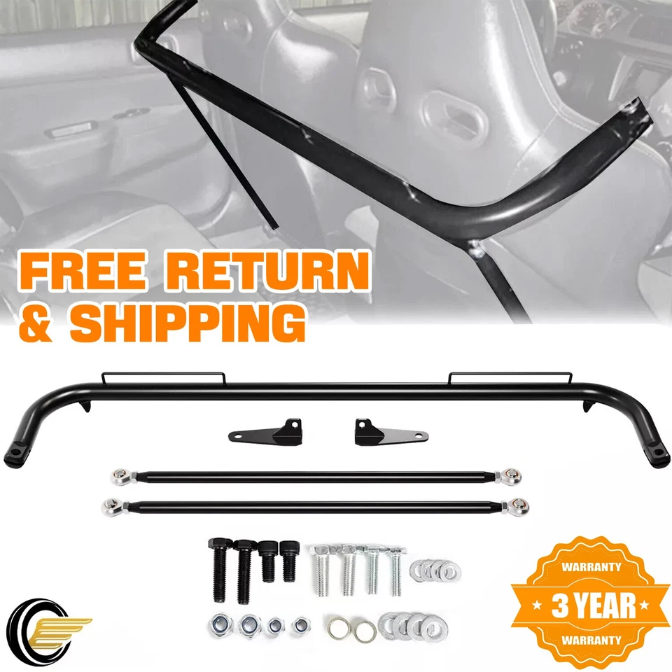 Cinturón de seguridad universal de acero inoxidable negro de 49" para carreras arnés barra varilla Foto 1 de 4