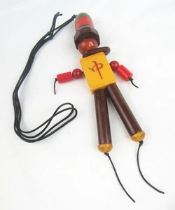 Vintage Strung Bakelite Articulated Man with Tall Hat Crib Doll Toy - Picture 1 of 10