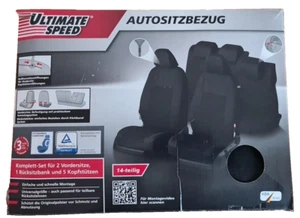 ULTIMATE SPEED® Autositzbezug, 14-teilig, universell, schwarz - NEU - Bild 1 von 6