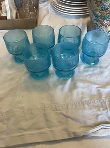 Set of 6 Capri Blue Honeycomb Georgian Glasses - Picture 1 of 11