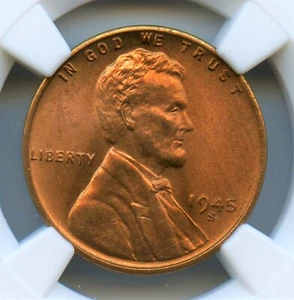 1945-S Lincoln Cent, NGC MS67RD - Picture 1 of 3