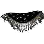 Women&#39;s Lulu Guiness Brand &quot;Life is a Bed of Roses&quot; Black Velvet Shawl, Wrap