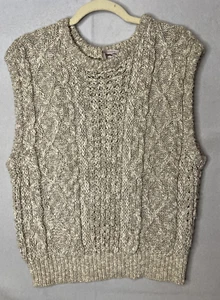 Paul Costelloe Sweater Pullover Vest Beige Vintage Ireland Linen Cotton Small - Picture 1 of 9