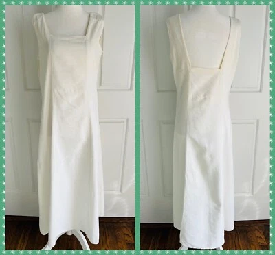 Vestido estilo delantal de lino blanco nítido Best & Co NY Paris años 30 vintage talla S/M Foto 1 de 4