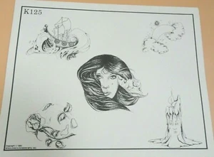 RARO foglio flash tatuaggio Spaulding & Rogers vintage 1983 K125 nave vichinga arcobaleno - Foto 1 di 1