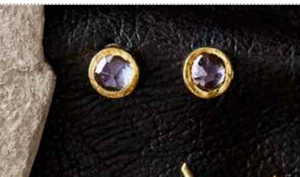 Gold Plated Sterling Silver Blue Round Sapphire Post 3mm Stud Earrings - Picture 1 of 1