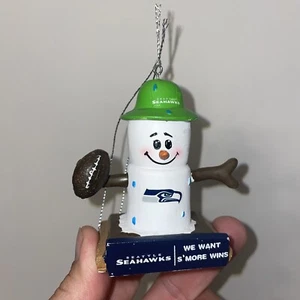 Seattle Seahawks S'Mores We Want More wins Snowman Ornament Smores ❤️blt11m1 - Picture 1 of 10