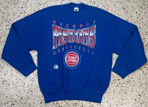 Official Fan Sportswear Made In USA Vtg NBA Detroit Pistons Sweatshirt Size L - Picture 1 of 8