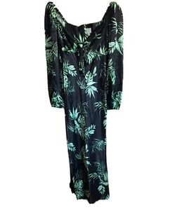 ASOS Sweetheart Tropical Print Satin Maxi Dress Tie Front Size 4 - Picture 1 of 9