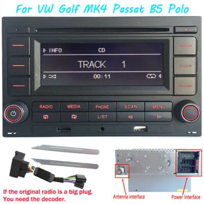 RCN210 Autoradio BT CD Player SD MP3 USB für VW Golf MK4 Passat B5 Polo - Bild 1 von 4
