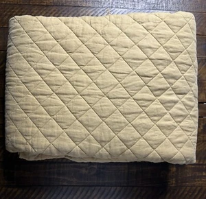 Pottery Barn Belgian Flax Linen Diamond Quilt NWOT Harvest Gold - Picture 1 of 4