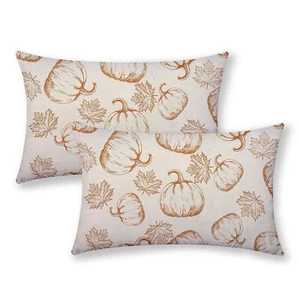 Fall Pillow Covers 12x20 Burnt Orange Pumpkin Decor Throw Pillows Case for Co... - Picture 1 of 6