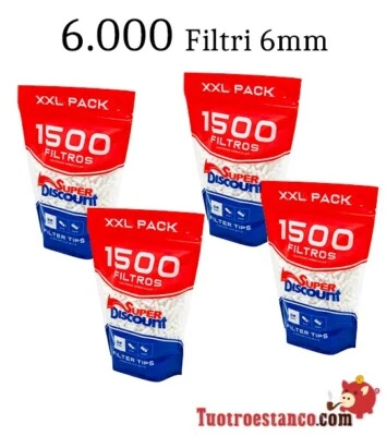 4 x Filtri Slim 6 mm 1.500 (6000 Filtri) - Immagine 1 di 2