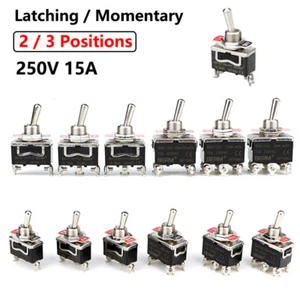 240V 15A Toggle Flick Switch ON-OFF-ON Car Dash Light Metal SPST 2/3 Positions - Picture 1 of 23