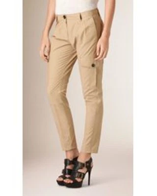 $495 NWT Burberry Brit Pleated Tapered Cargo Pants Trousers Honey Beige US Sz 4 - Image 1 of 2