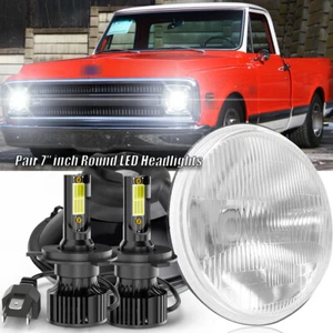 7" Round LED Headlights fit Chevy C10 Pickup Truck 1969 1970 1971 1972 1973 1974 - Picture 1 of 13