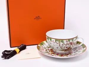 Hermes Pythagore Morning Soup Cup Saucer Tableware 2 set Tea Coffee Auth New - Picture 1 of 9
