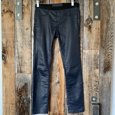 Helmut Lang Womens Waxed Navy Pull On Pant - Image 1 of 4
