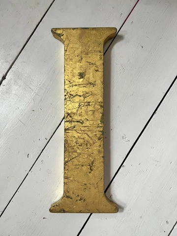 RETRO VINTAGE Gold Plaster SHOP SIGN Letter I ADVERTISING FONT Cover