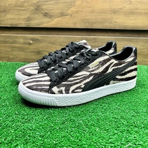 Puma Clyde Suits Oatmeal Zebra Mens Faux Fur Trainers 363426 01 Size 8.5 - Picture 1 of 23