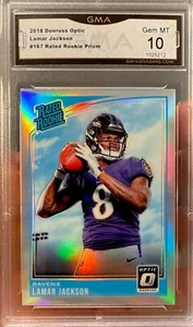 2017 Panini Donruss Optic Prizm Silver Holo Rookie Lamar Jackson Gem Mint 10 SP - Foto 1 di 4