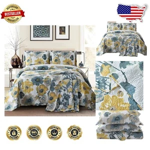 3-teiliges Leahanna Oversized Quilt Tagesdecke Set - Traditionelle Blumen King/Cal-King - Bild 1 von 6