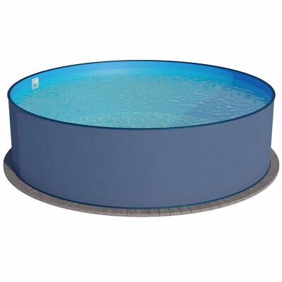 Stahlwandpool rund 400x120 cm, Stahl 0,4 mm anthrazit, Folie 0,4 mm blau, - Bild 1 von 4