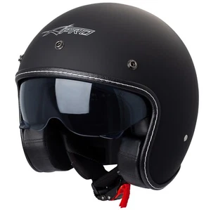 Jet Helmet Cafe Racer Open Face Motorcycle SunVisor Custom Scooter Mt Black L - Foto 1 di 5