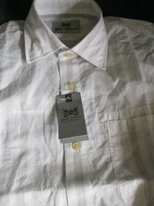 NWT HICKEY FREEMAN MENS WHITE/TAN STRIPE BUTTON FRONT SPORT SHIRT MEDIUM - Picture 1 of 2