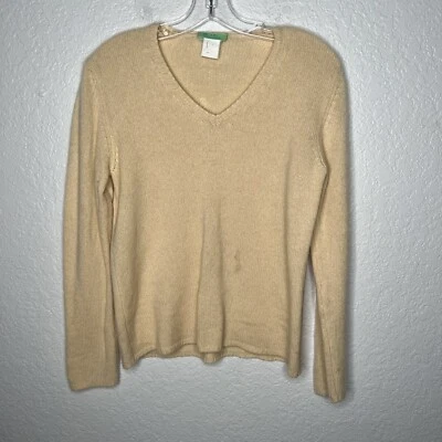 Matilde 女式长袖羊绒针织毛衣霜小号 V 领旗 — 第 1/4 张图片