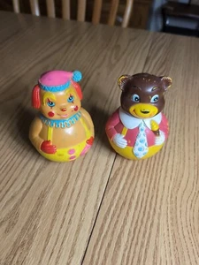 Vintage 1972 The First Years by Kiddi Products Roly Poly Brown Bear & Clown  - Picture 1 of 11