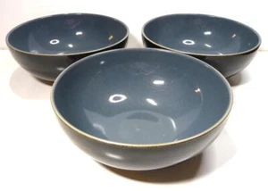 DENBY ENGLAND SET-3 CEREAL BOWLS BLACK/DARK GRAY SZ-6,5"d FREEZER/MICROWAVE/OVEN - Picture 1 of 5