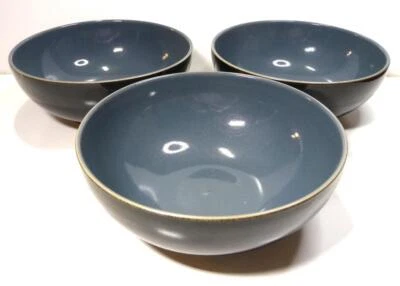 DENBY ENGLAND SET-3 CEREAL BOWLS BLACK/DARK GRAY SZ-6,5"d FREEZER/MICROWAVE/OVEN - Image 1 of 4