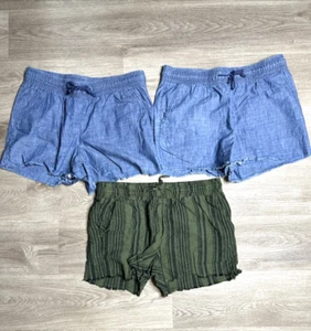 3 Pair Time & Tru Women's Shorts Medium (8-10) Elastic Waist Blue /Green - Picture 1 of 6