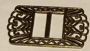 VICTORIAN look Sash Buckle Scarf Clip 1.62x1" filigree heart wavy metal wrk belt - Picture 1 of 5