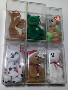 6 Beanie Babies con etiquetas y estuches - Bolsa, Erin, Paz, Gloria, Peluche y Valentino - Imagen 1 de 19