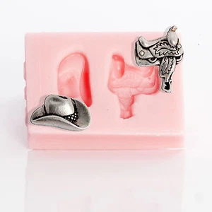 Mini Silicone Mold Cowboy Hat and Saddle Jewelry, Resin, Polymer Clay Mold (918) - Picture 1 of 5