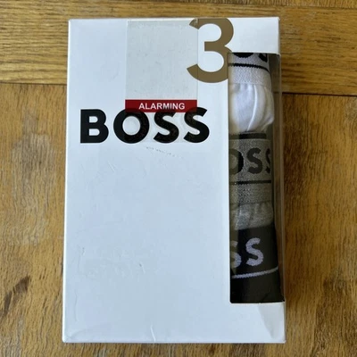 Hugo Boss Cotton Boxer Briefs Mens Size Medium Underwear Black White Grey 3 Pack - Image 1 of 4