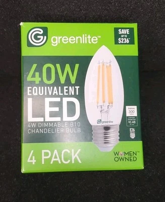 Greenlite LED Candelabra Light Bulb B10 4 Pack Decorative Chandelier 4W - Image 1 of 4