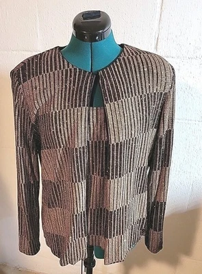 Camiseta sin mangas Xscape By Joanna Chen para mujer L dorada/negra suéter a juego celebrar Foto 1 de 4