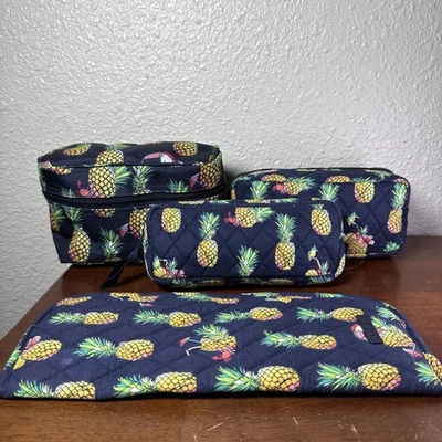 VERA BRADLEY 4 Piezas Estuche de Viaje Set Organizador Cosmético Tucán Fiesta Piña Foto 1 de 4