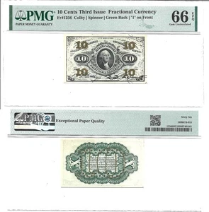 10 Cent 3rd Issue Fractional Currency Fr-1256 PMG Gem CU-66 EPQ - Picture 1 of 1
