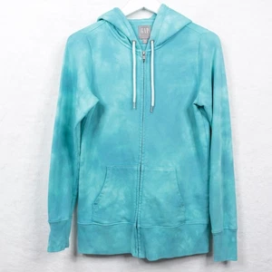 GAP SWEATS Full Zip French Terry Hoodie aquablau gefärbte Taschen Damen Gr. XS - Bild 1 von 10
