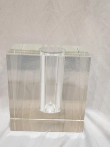 Vintage Mid Century Modern Tizo Design Bud Vase Crystal Rectangular Minimalist - Picture 1 of 7